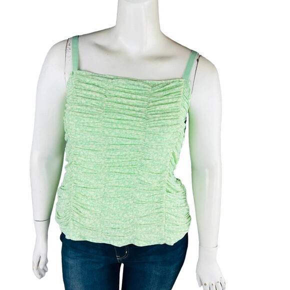 New Torrid Womans Sz 4X Plus Tanks Shirred Mesh Stretch Floral Green Lined NWT - Picture 4 of 10